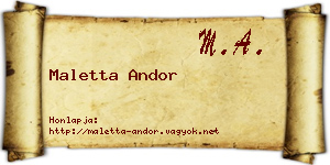 Maletta Andor névjegykártya